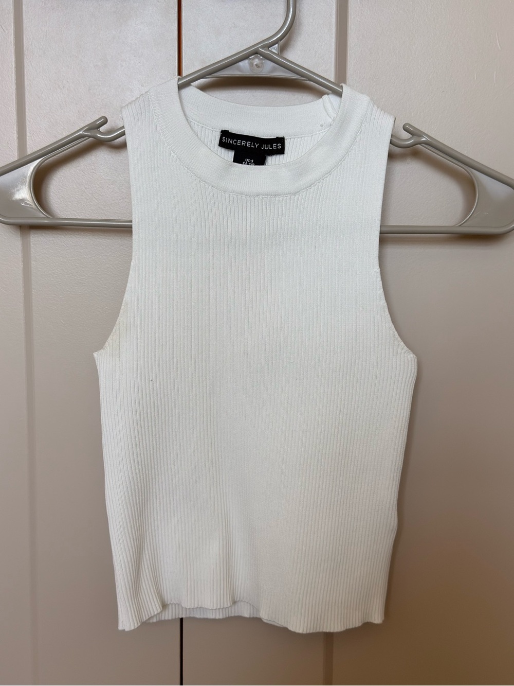 Sincerely Jules White Ribbed Crewneck Crop Tank